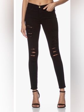 FRAME Le Skinny de Jeanne Cropped Denim Jean Pants Sz 27 Distressed